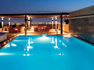 athens imperial hotel pool at night