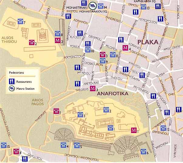 Plaka and Acropolis Athens map