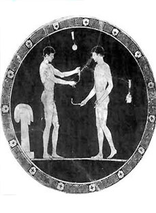 athlete holding strigil