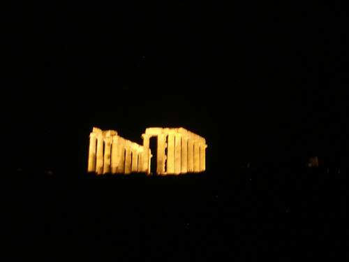 Temple of Poseidon at Night